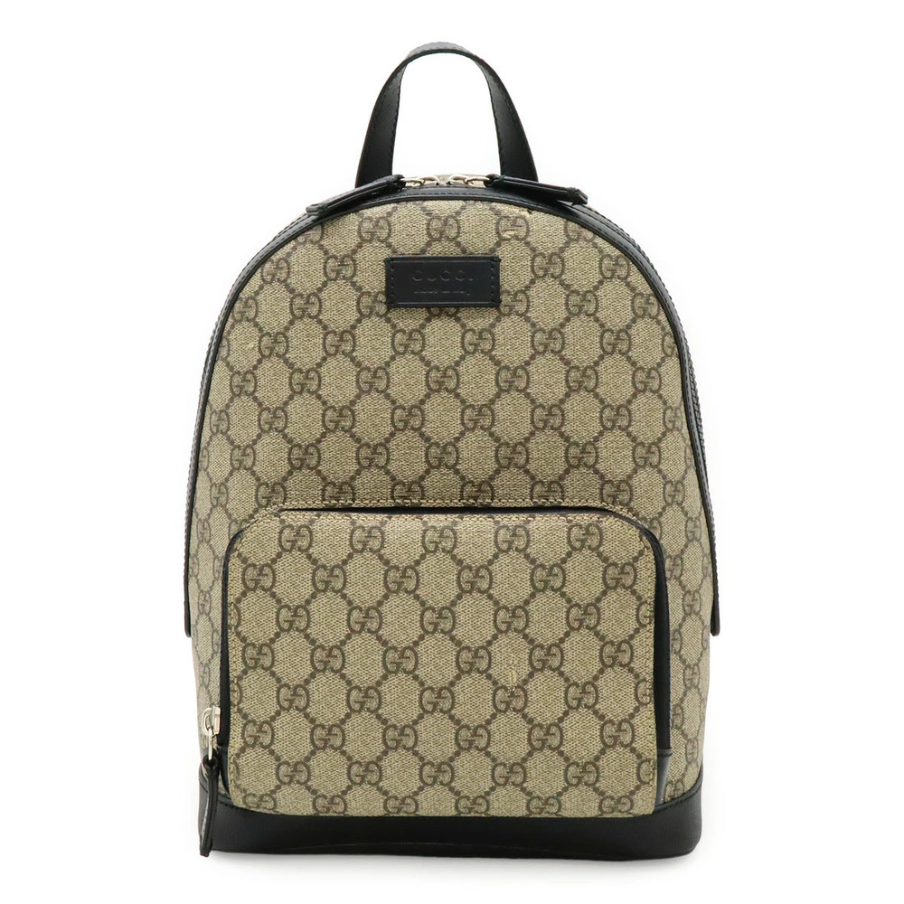 Gucci GG Supreme Backpack Rucksack Daypack Leather Beige Cream Black